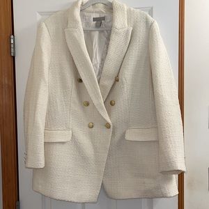 H&M ivory tweed blazer with gold buttons, size xxl